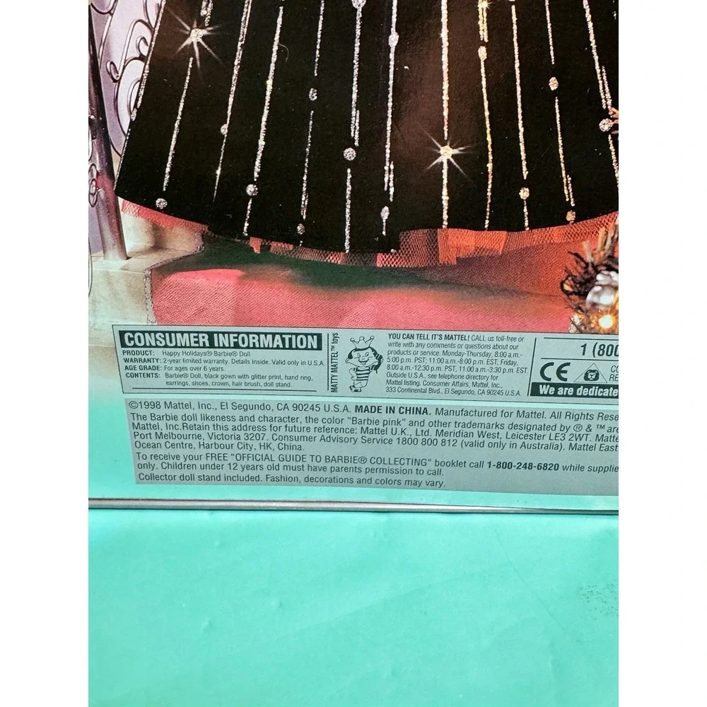Brand New Vintage‎ 1998 Happy Holidays Barbie Collectible Pink Black Rare